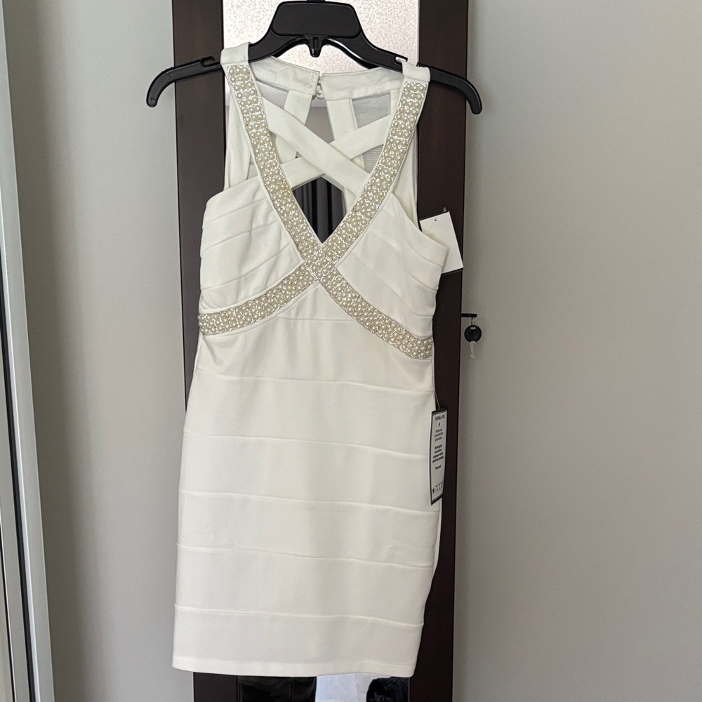 White Beaded Crisscross Dress